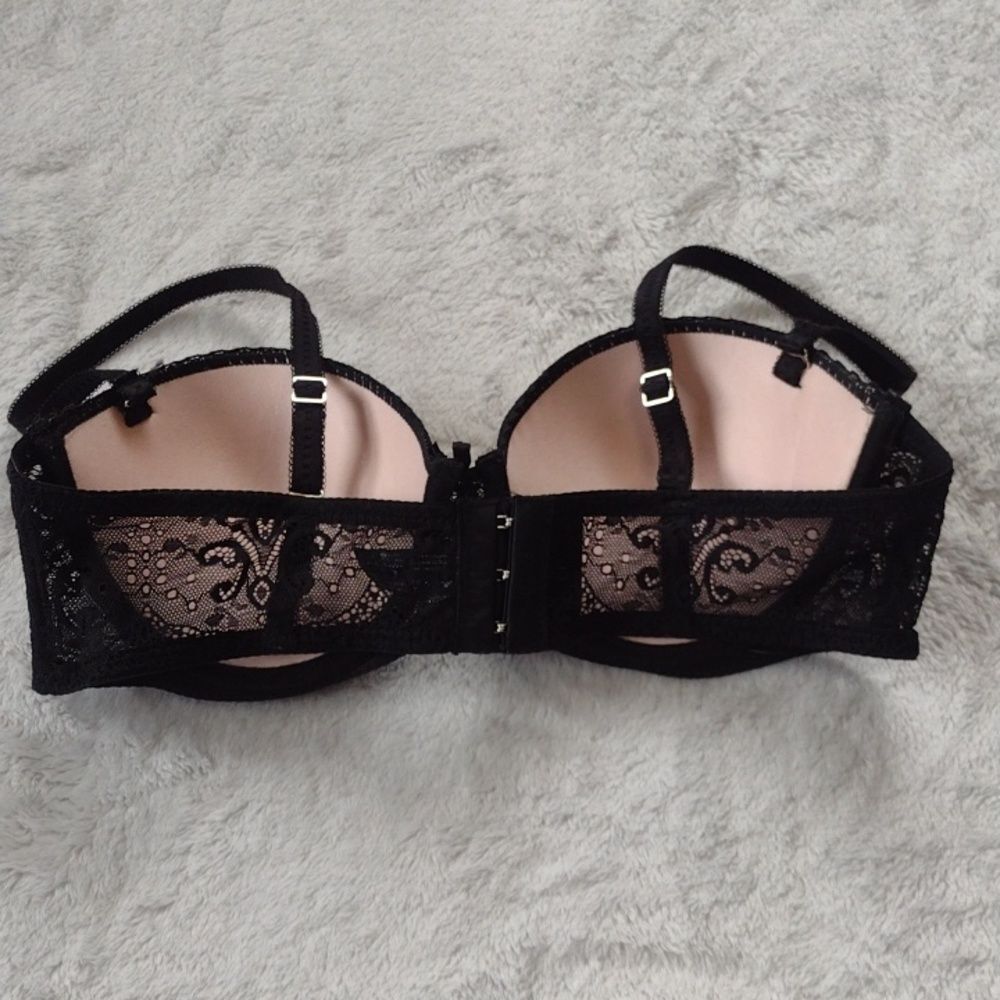 Tahari Black Lace Balconette Multi-way Bra with Nude Underlay Size 36B - Picture 4 of 12